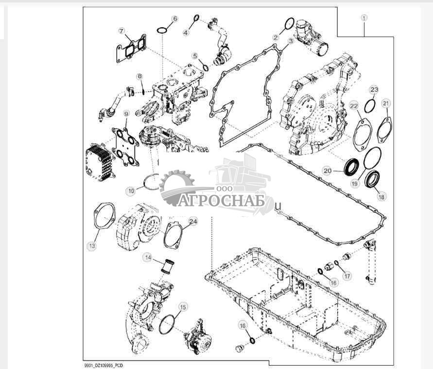 9901 Комплект прокладок двигателя (14) 